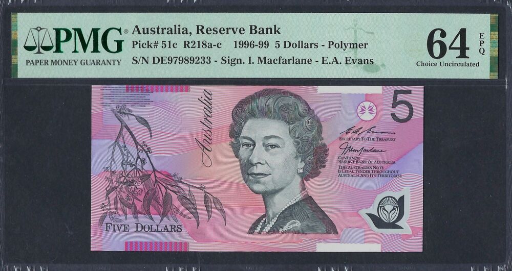 Australia - 5 Dollars 1996 - Pick # 51c - PMG 64 EPQ