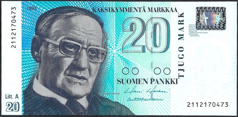 Finland - 20 Markkaa 1993 - Pick # 123 - UNC