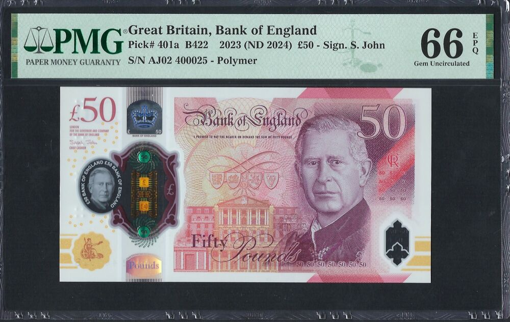 Great Britain - 50 Pounds 2023 - Pick # 401a - PMG 66 EPQ