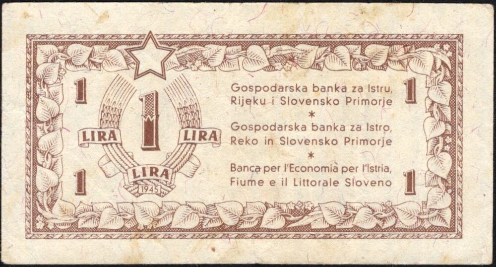 Yugoslavia - 1 Lira 1945 - Pick # R1 - Fine