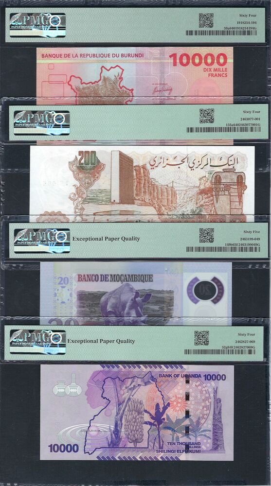 Group of 4 PMG graded notes, Africa (3)
