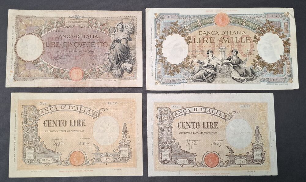 Italy - Group of 4 notes 1941/43 - Average Fine