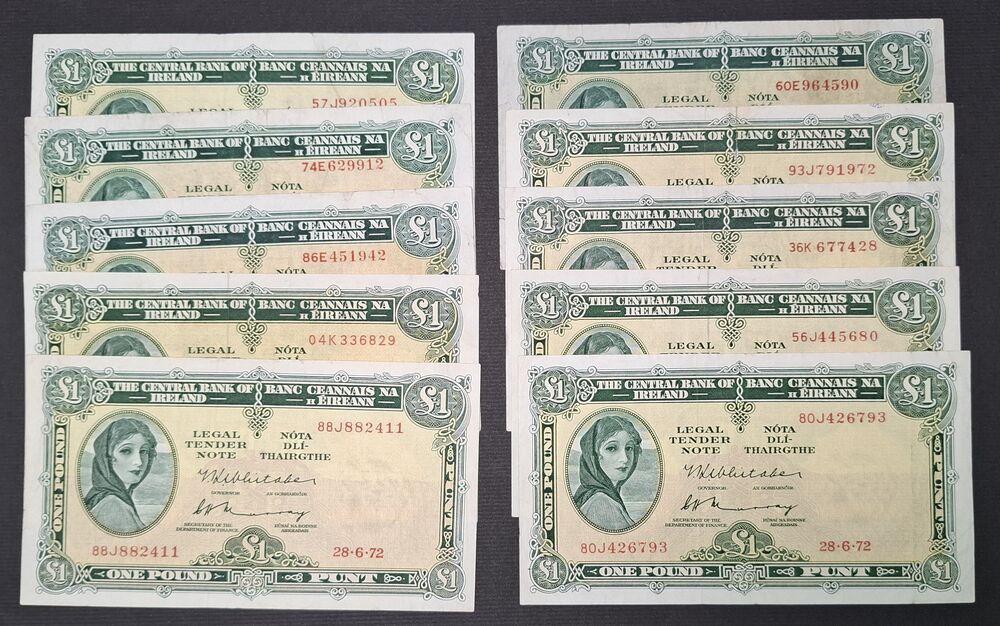 Ireland - 10 x 1 Pound 1954/74 - Pick # 57 - Fine to VF+