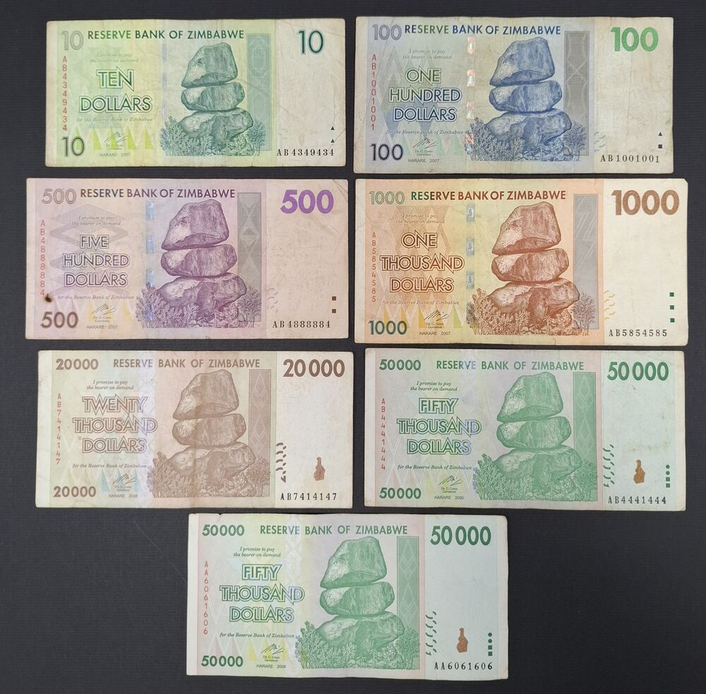 Zimbabwe - Group of 7 Radar serial numbers 2007/08 - Fine