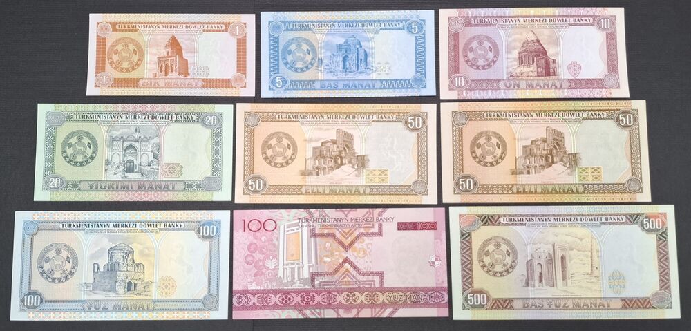 Turkmenistan - Group of 9 notes - UNC