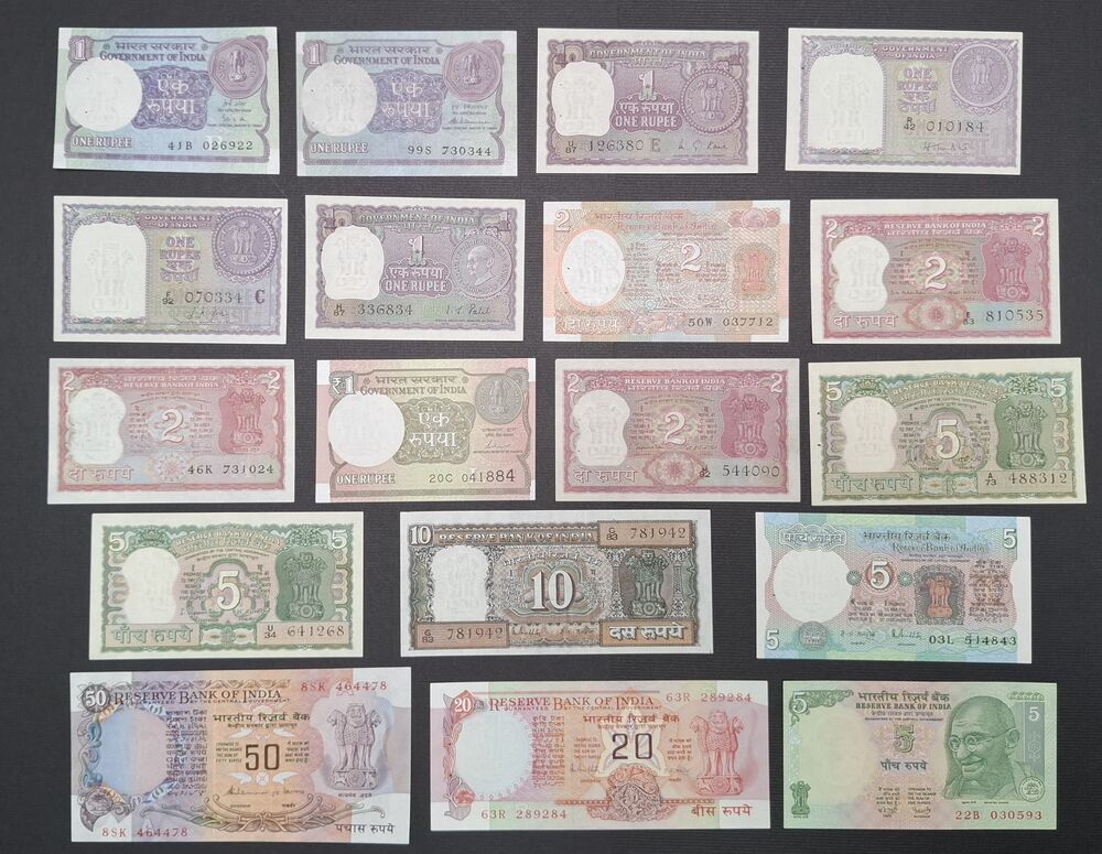 India - Group of 18 notes - AU/UNC