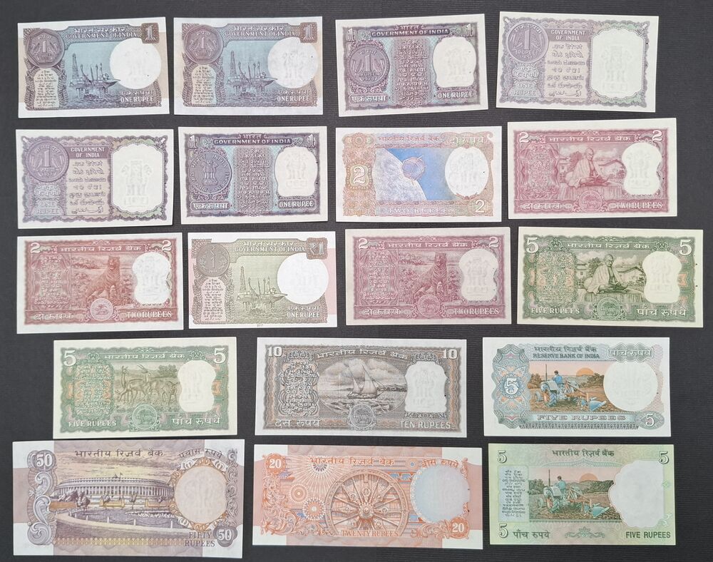 India - Group of 18 notes - AU/UNC