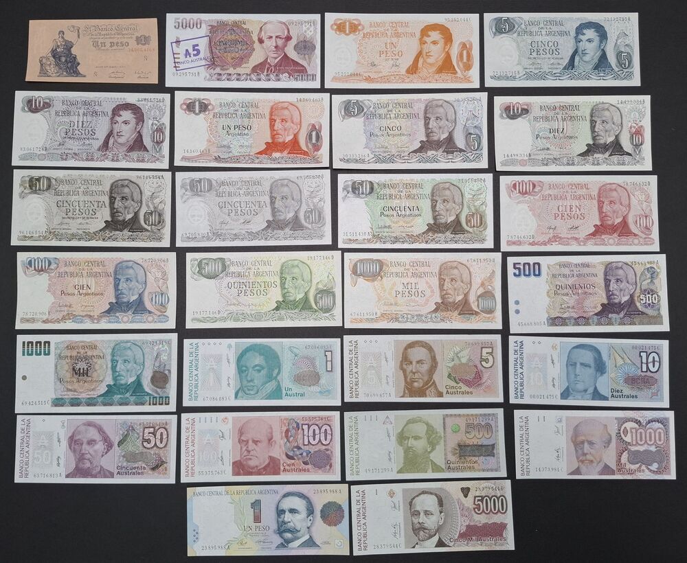 Argentina - Group of 26 notes - AU/UNC