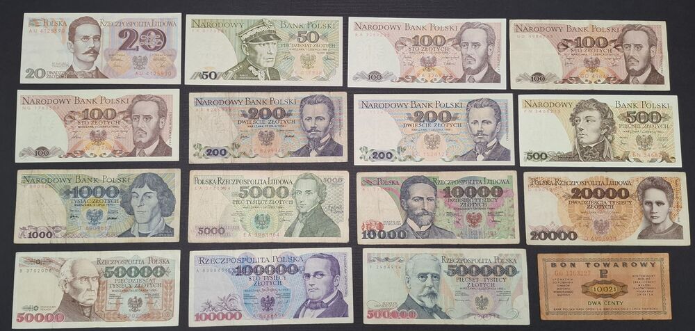 Poland - Group of 16 notes 1975/93 - Circulated grades 