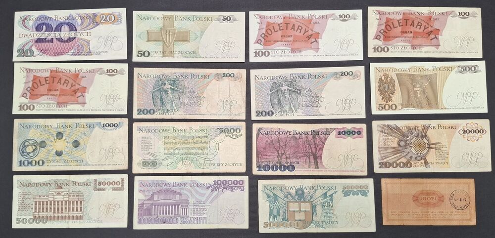 Poland - Group of 16 notes 1975/93 - Circulated grades 