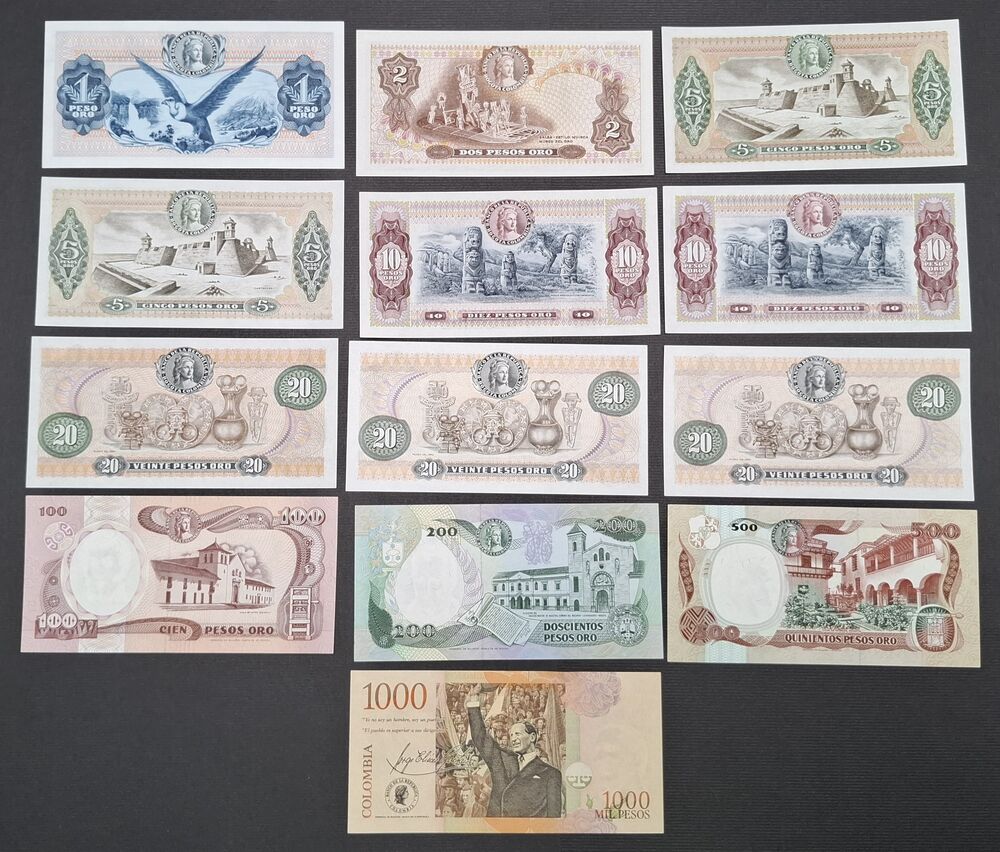 Colombia - Group of 13 notes - AU/UNC