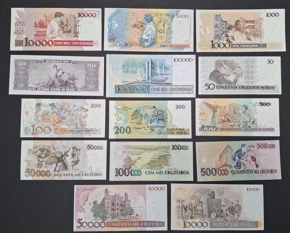 Brazil - 14 types with revaluation stamps - AU/UNC