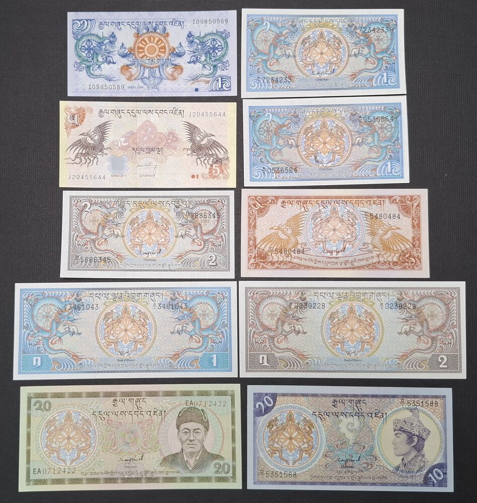 Bhutan - Group of 10 notes - AU/UNC