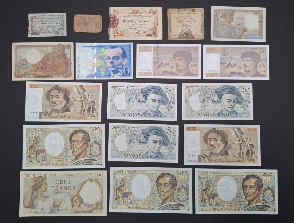 France - Group of 18 notes - Circulated grades