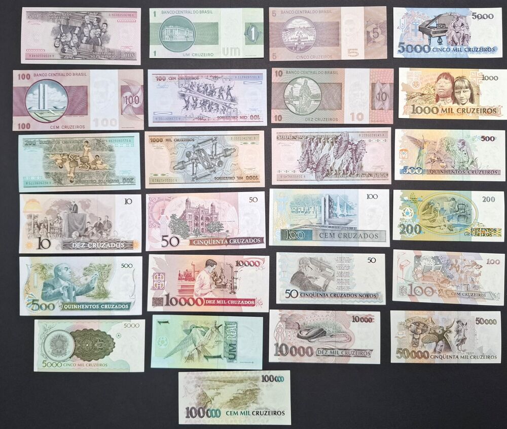 Brazil - Group of 25 notes - AU/UNC