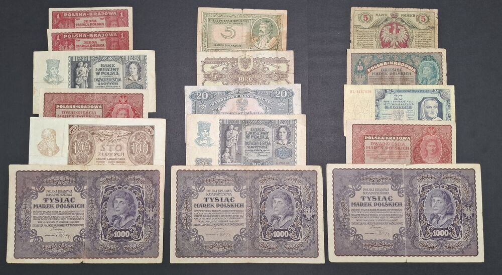 Poland - Group of 16 older issues - Circulated grades