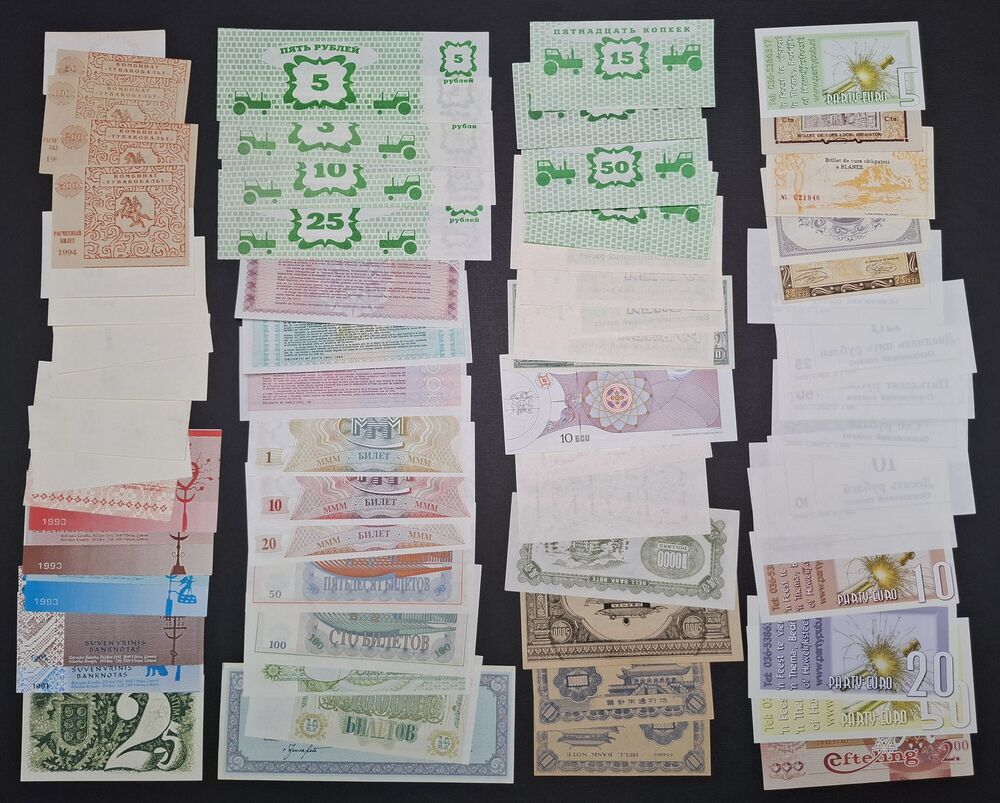  Private Issues - Group of 65 notes - AU/UNC