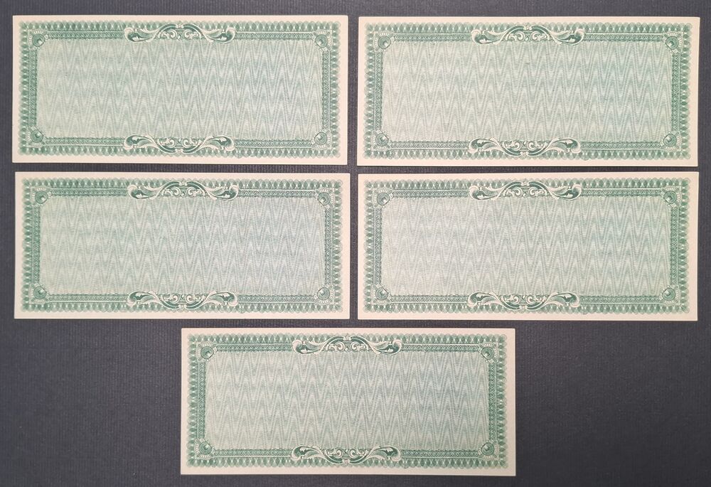 USA - 5 x Coupon 25 Cents 1933 - Elmer's Stamp & Coin Shop - Pick # NL - UNC