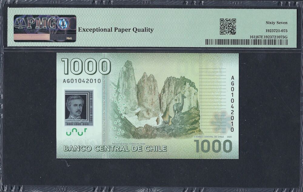 Chile - 1.000 Pesos 2020 - Pick # 161j - PMG 67 EPQ