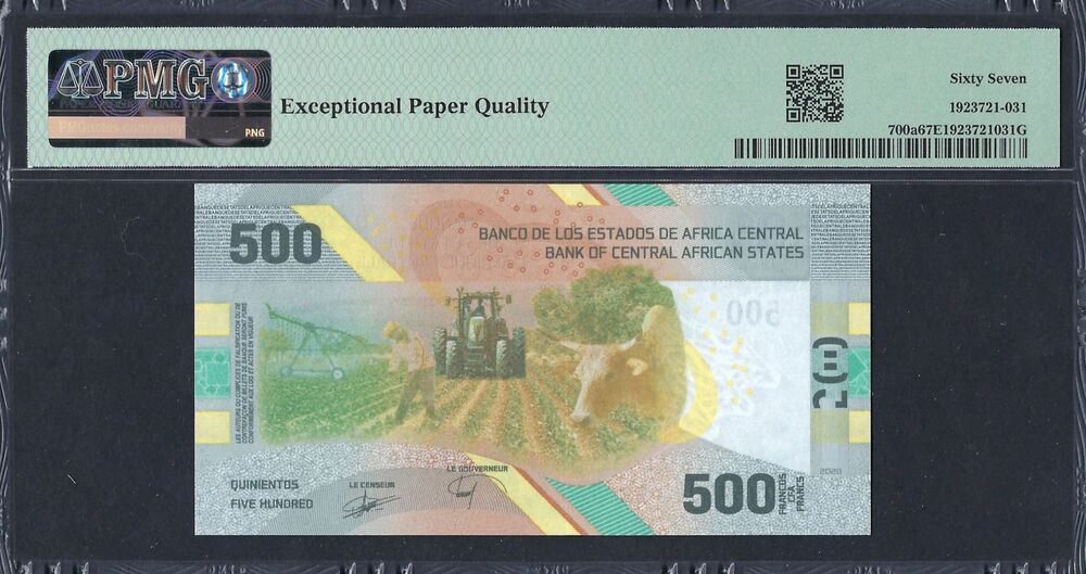 Central African States - 500 Francs 2020 - Pick # 700a - PMG 67 EPQ