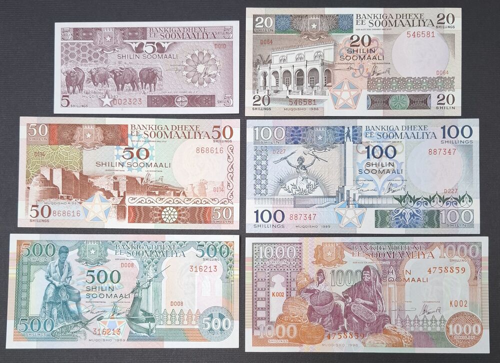 Somalia - Group of 6 notes 1983/96 - UNC