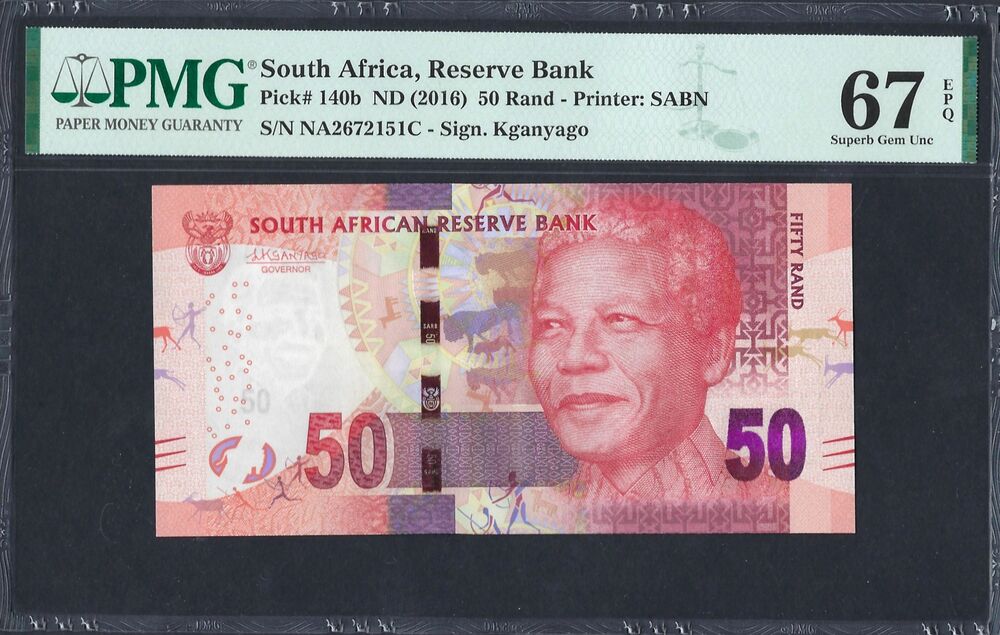 South Africa - 50 Rand 2016 - Pick # 140b - PMG 67 EPQ