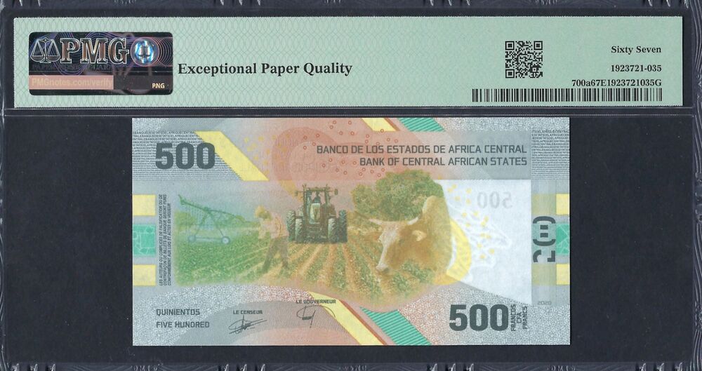 Central African States - 500 Francs 2020 - Pick # 700a - PMG 67 EPQ
