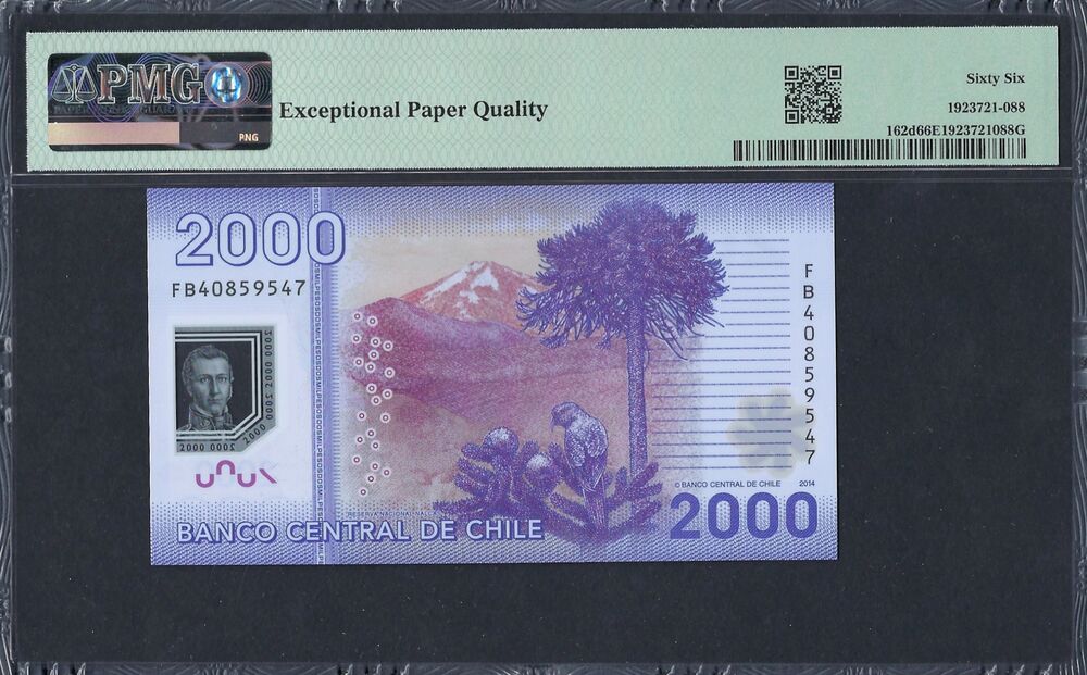 Chile - 2.000 Pesos 2014 - Pick # 162d - PMG 66 EPQ