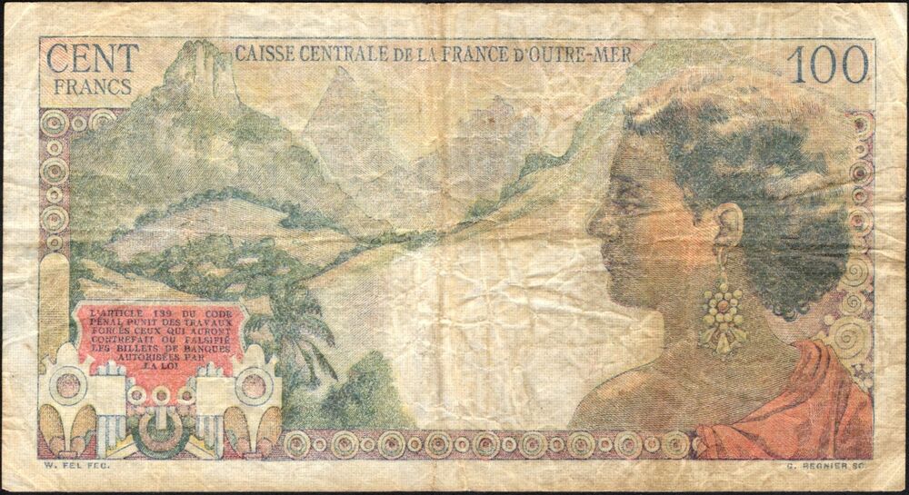 French Equatorial Africa - 100 Francs 1947 - Pick # 24 - VG/Fine