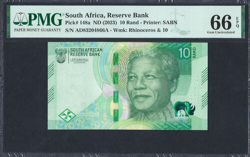 South Africa - 10 Rand 2023 - Pick # 148a - PMG 66 EPQ