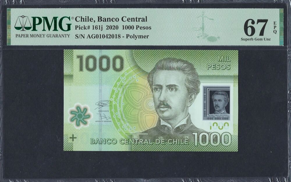 Chile - 1.000 Pesos 2020 - Pick # 161j - PMG 67 EPQ