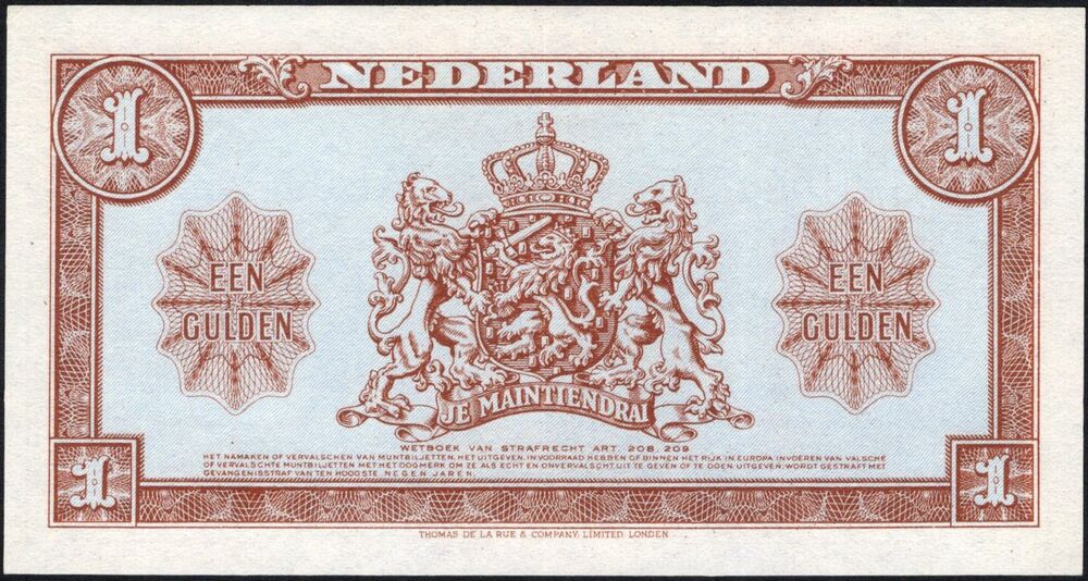 Netherlands - 1 Gulden 1945 - Pick # 70 - UNC