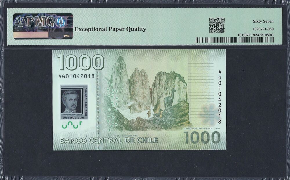 Chile - 1.000 Pesos 2020 - Pick # 161j - PMG 67 EPQ