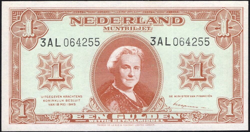 Netherlands - 1 Gulden 1945 - Pick # 70 - UNC