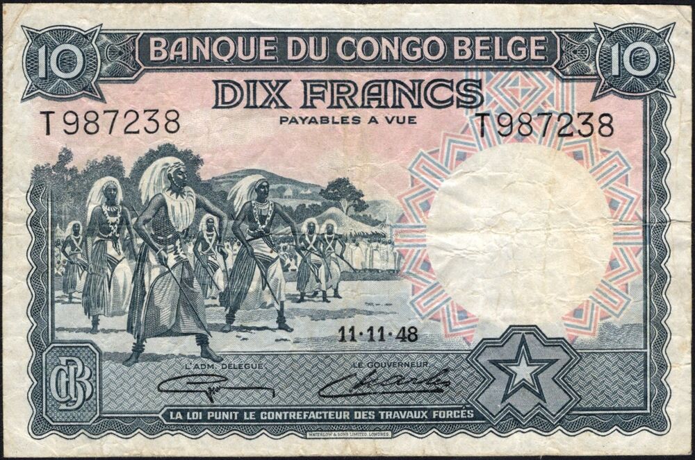 Belgian Congo - 10 Francs 1948 - Pick # 14E - F/VF