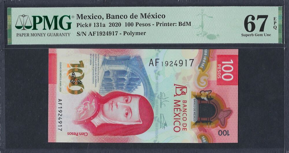 Mexico - 100 Pesos 2020 - Pick # 131a - PMG 67 EPQ