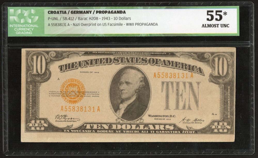 Croatia, Propaganda Issue - 10 Dollars 1943 - Pick # UNL - ICG 55 AU
