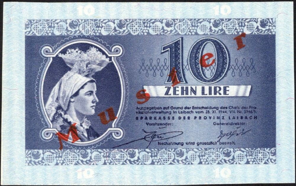 Slovenia - 10 Lir 1944 - Pick # R5 - AU