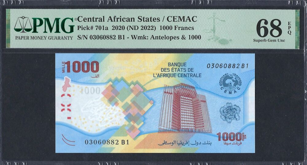 Central African Republic - 1.000 Francs 2020 - Pick # 701a - PMG 68 EPQ