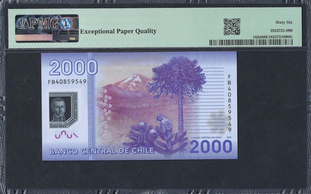 Chile - 2.000 Pesos 2014 - Pick # 162d - PMG 66 EPQ
