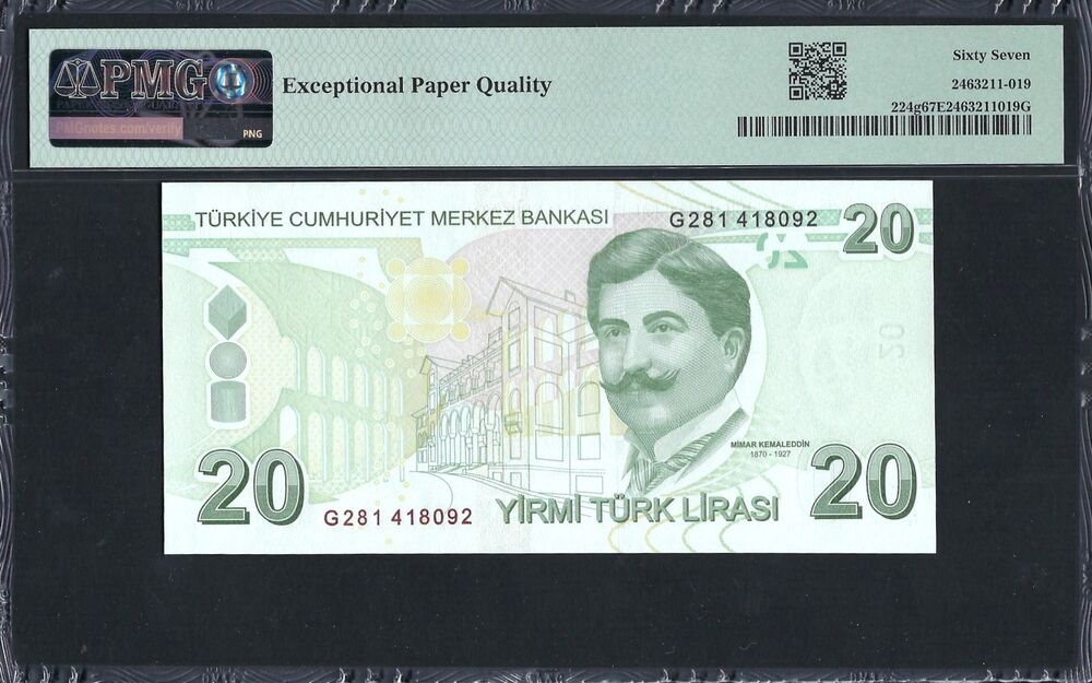 Turkey - 20 Lirasi 2009 - Pick # 224g - PMG 67 EPQ