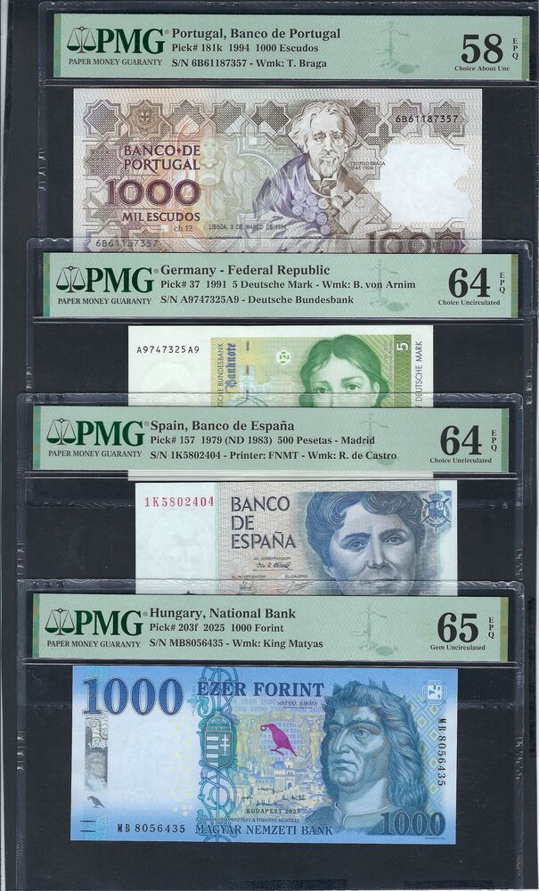 Europe - Group of 4 PMG graded notes