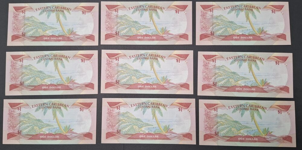 East Caribbean States, Anguilla - 9 x 1 Dollar 1988/89 - Pick # 21u - Consecutive - UNC