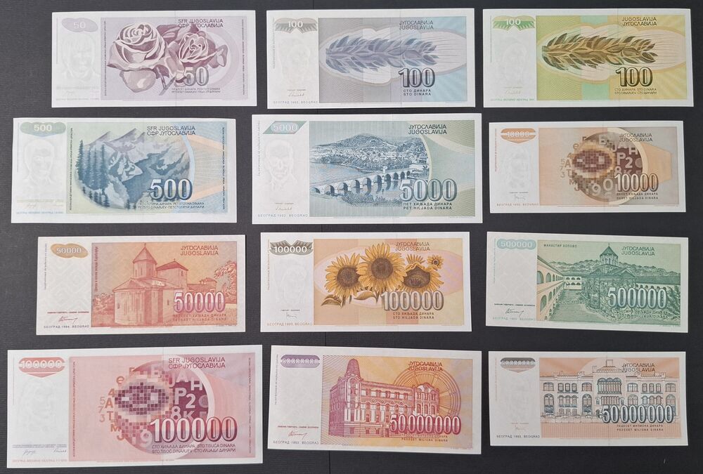 Yugoslavia - Group of 12 Replacements 1989/94 - UNC