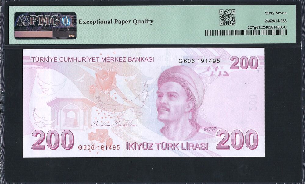 Turkey - 200 Lira 2009 - Pick # 227g - PMG 67 EPQ