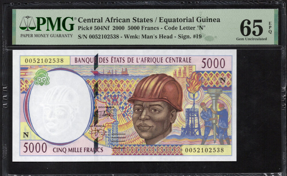 Central African States - Equatorial Guinea - 5000 Francs 2000 - Pick # 504Nf - PMG 65 EPQ
