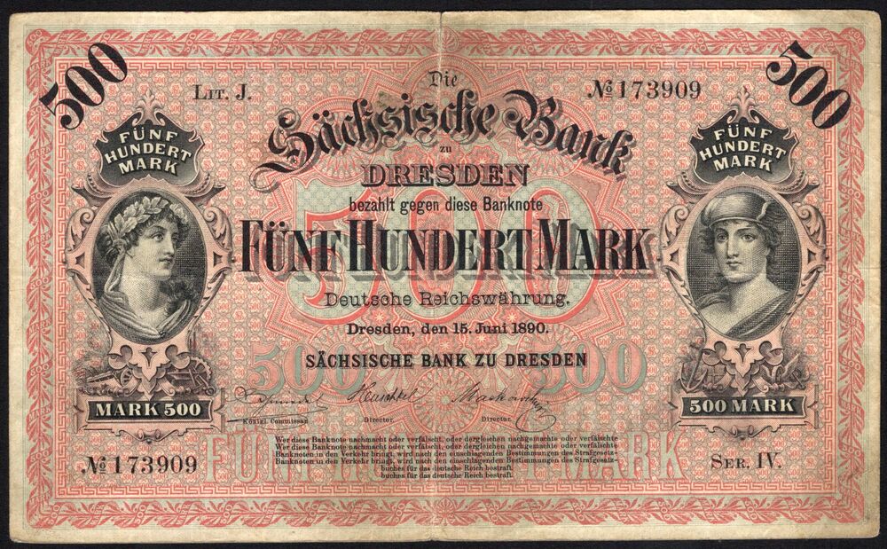 Germany - 500 Mark 1890 - Pick # S953a - Fine