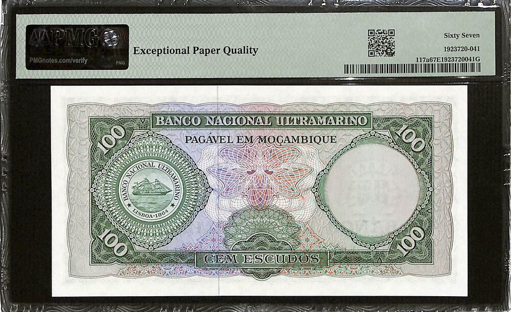 Mozambique - 100 Escudos 1961 (ND 1976) - Pick # 117a - PMG 67 EPQ
