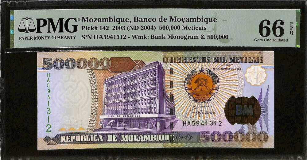 Mozambique - 500.000 Meticais 2003 (ND 2004) - Pick # 142 - PMG 66 EPQ