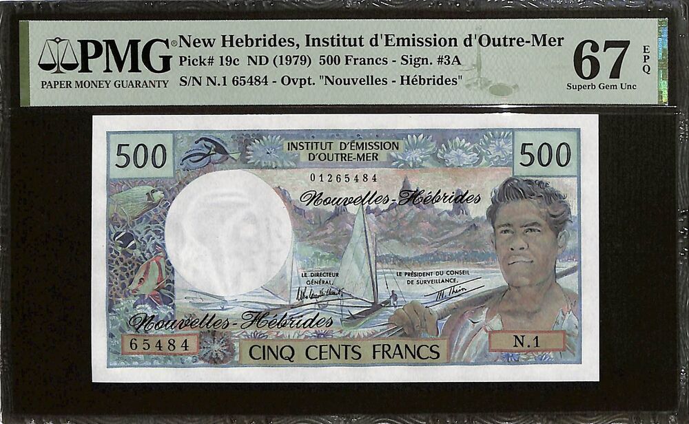 New Hebrides - 500 Francs ND (1979) - Pick # 19c - PMG 67 EPQ